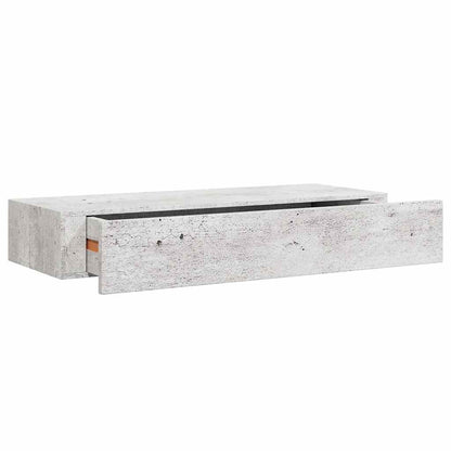 Vegghylle Betonggrå skuffehylle 60x23,5x10 cm MDF