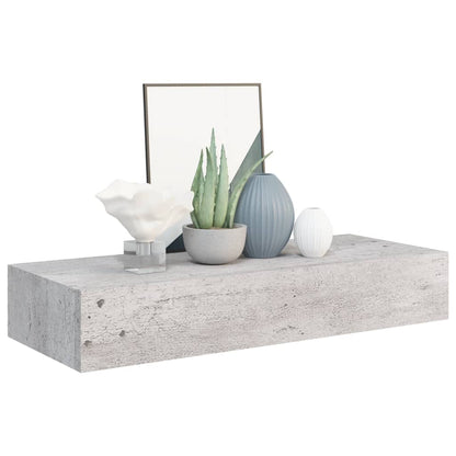 Vegghylle Betonggrå skuffehyller 2 stk 60x23,5x10 cm