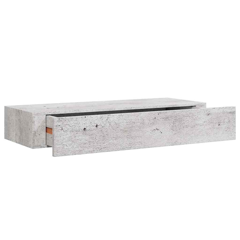 Vegghylle Betonggrå skuffehyller 2 stk 60x23,5x10 cm
