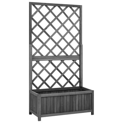 Blomsterkasse med espalier svart 70x30x135 cm heltre gran
