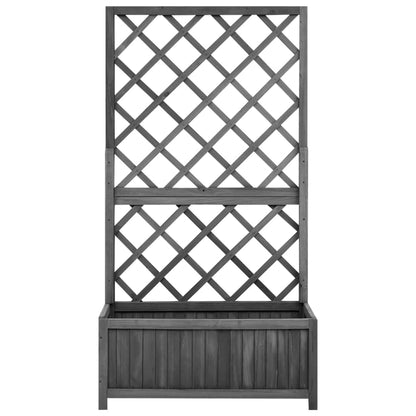 Blomsterkasse med espalier svart 70x30x135 cm heltre gran