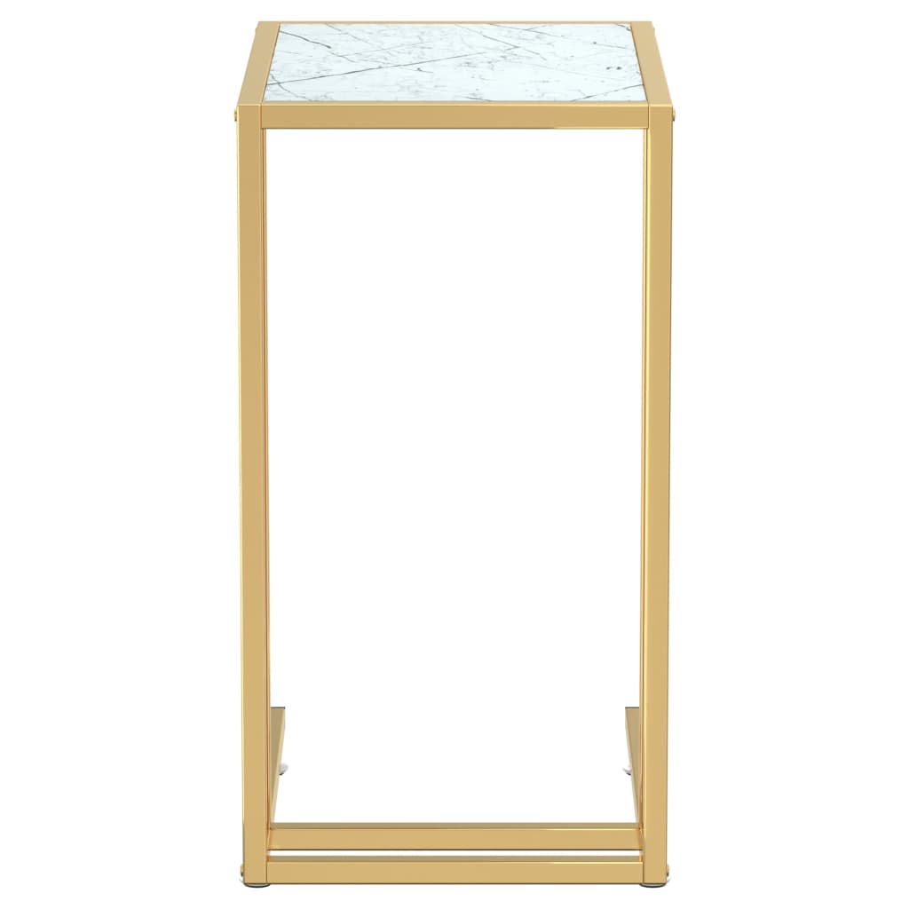 Sidebord DIV. for PC Hvit marmor 50x35x65 cm herdet glass