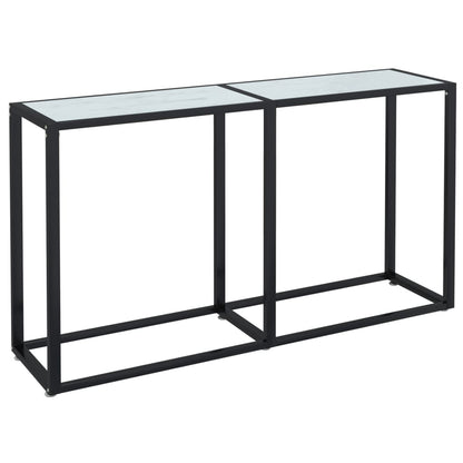 Avlastningsbord Konsollbord Hvit marmor 140x35x75,5 cm herdet glass