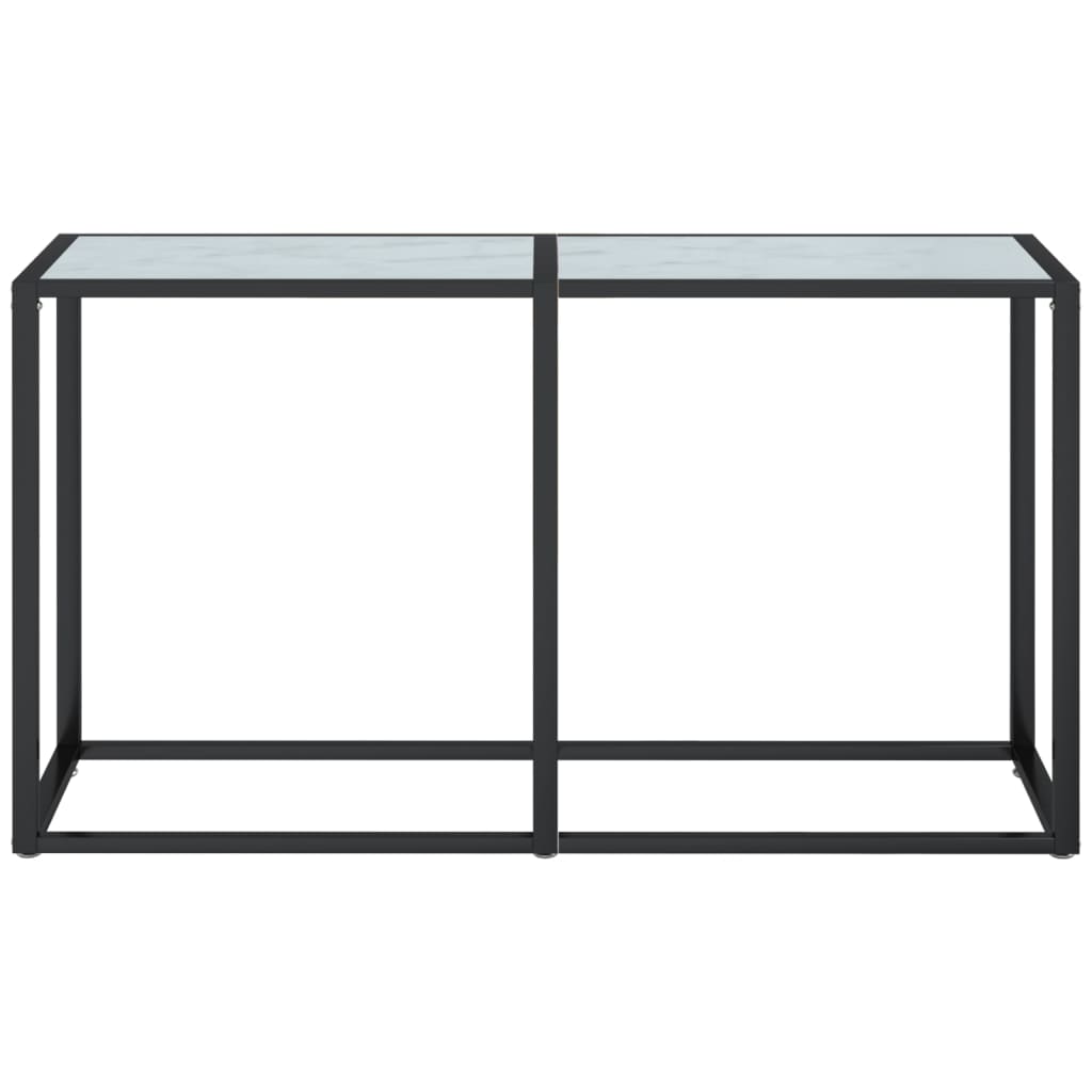 Avlastningsbord konsollbord DIV. Hvit marmor 140x35x75,5 cm herdet glass