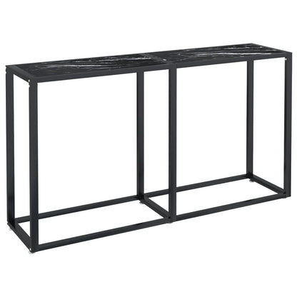 Avlastningsbord Konsollbord DIV. Svart marmor 140x35x75,5 cm herdet glass