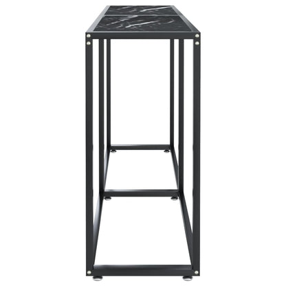 Avlastningsbord Konsollbord DIV. Svart marmor 140x35x75,5 cm herdet glass
