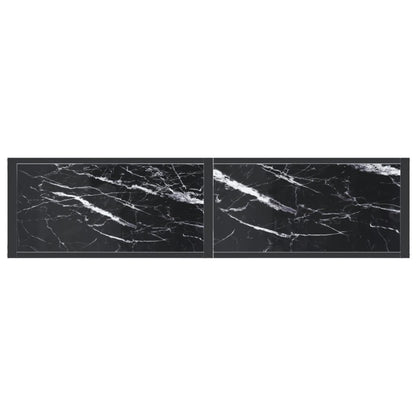 Avlastningsbord Konsollbord DIV. Svart marmor 140x35x75,5 cm herdet glass