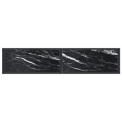 Avlastningsbord Konsollbord DIV. Svart marmor 160x35x75,5 cm herdet glass