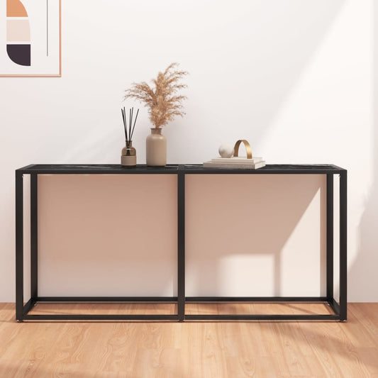 Avlastningsbord konsollbord DIV. Svart marmor 160x35x75,5 cm herdet glass