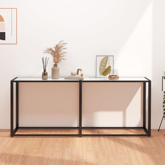 Avlastningsbord konsollbord DIV. Hvit marmor 180x35x75,5 cm herdet glass