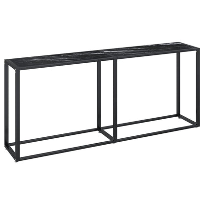 Avlastningsbord Konsollbord DIV. Svart marmor 180x35x75,5 cm herdet glass