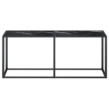 Avlastningsbord Konsollbord DIV. Svart marmor 180x35x75,5 cm herdet glass