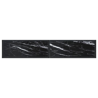 Avlastningsbord Konsollbord DIV. Svart marmor 180x35x75,5 cm herdet glass