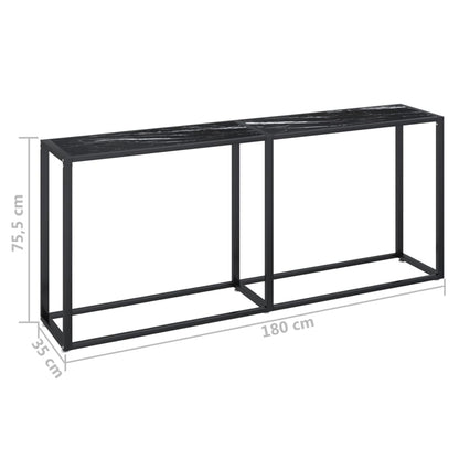 Avlastningsbord Konsollbord DIV. Svart marmor 180x35x75,5 cm herdet glass