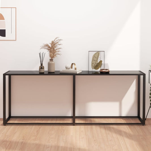Avlastningsbord Konsollbord Svart 200x35x75,5 cm herdet glass