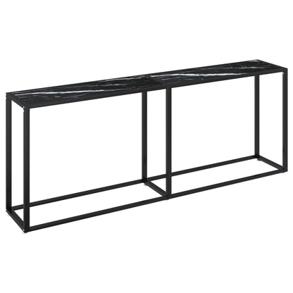 Avlastningsbord Konsollbord DIV. Svart marmor 200x35x75,5 cm herdet glass