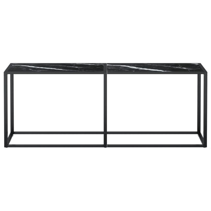 Avlastningsbord Konsollbord DIV. Svart marmor 200x35x75,5 cm herdet glass