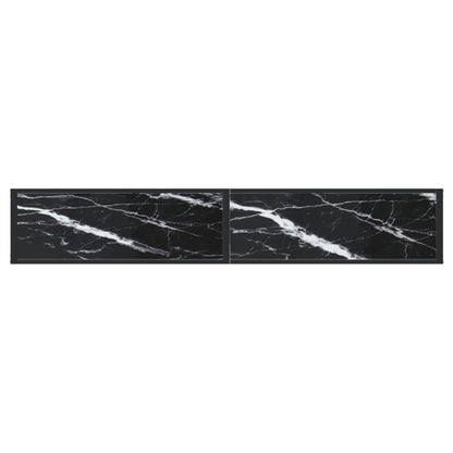 Avlastningsbord Konsollbord DIV. Svart marmor 200x35x75,5 cm herdet glass