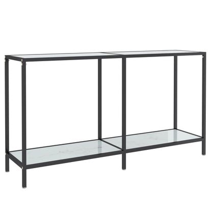 Avlastningsbord konsollbord Hvit 140x35x75,5 cm herdet glass