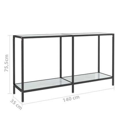 Avlastningsbord konsollbord Hvit 140x35x75,5 cm herdet glass