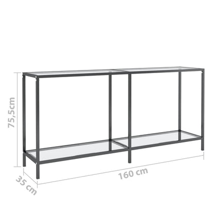 Avlastningsbord Konsollbord DIV. gjennomsiktig 160x35x75,5 cm herdet glass