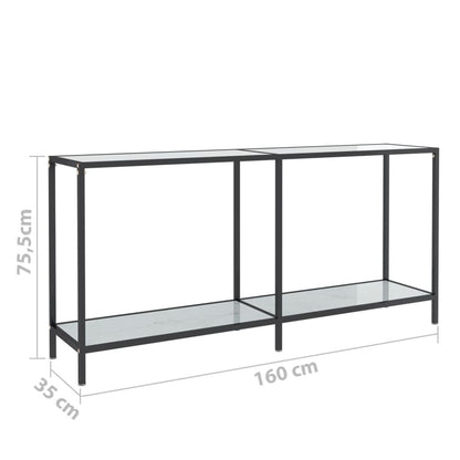 Avlastningsbord Konsollbord Hvit 160x35x75,5 cm herdet glass