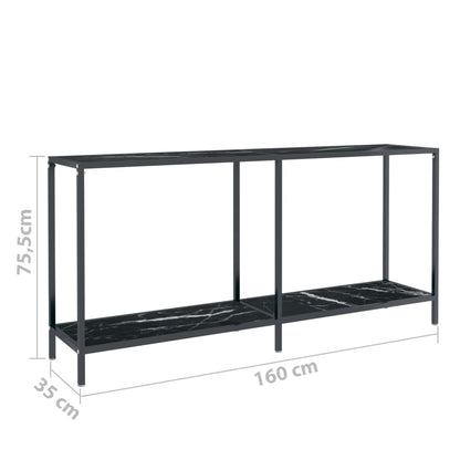 Avlastningsbord konsollbord Svart 160x35x75,5 cm herdet glass