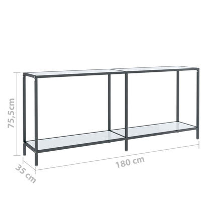 Avlastningsbord Konsollbord Hvit 180x35x75,5 cm herdet glass