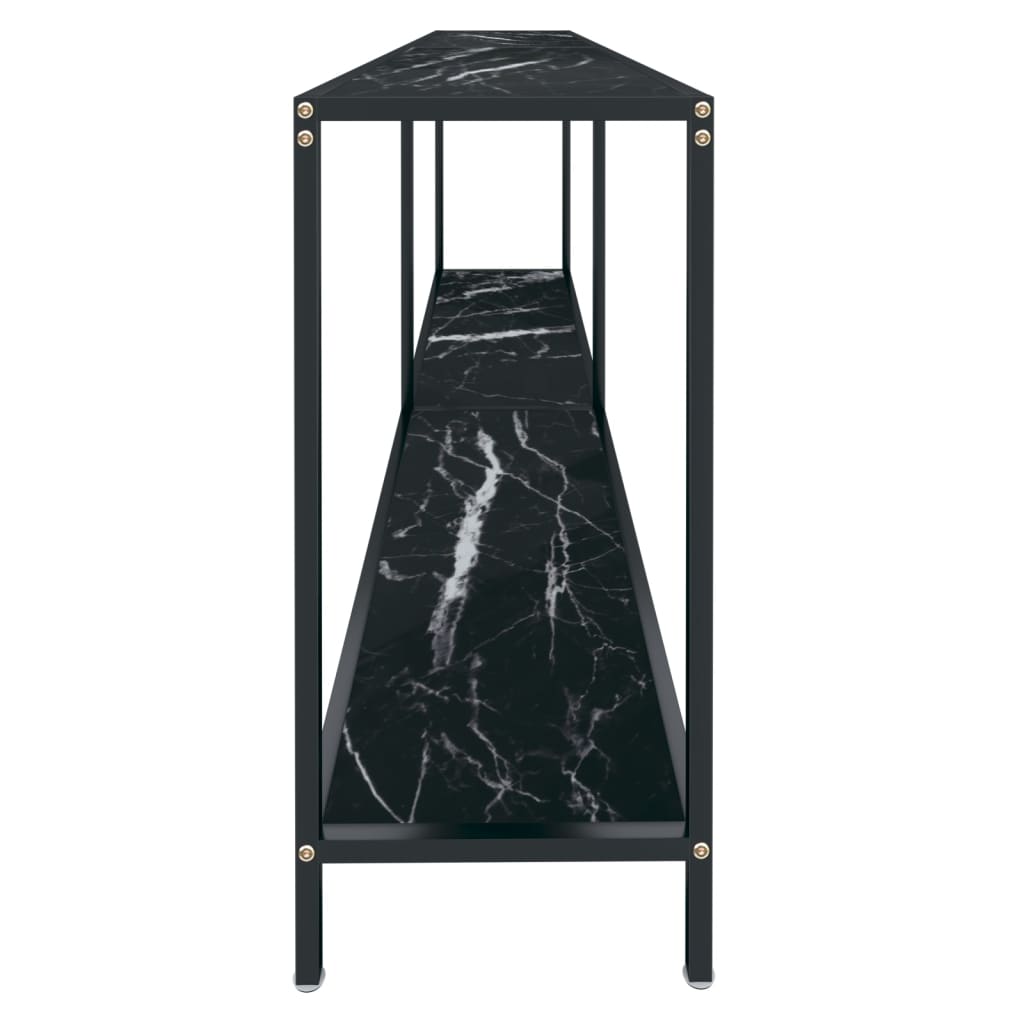 Avlastningsbord konsollbord Svart 200x35x75,5 cm herdet glass