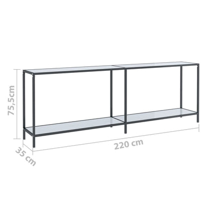 Avlastningsbord Konsollbord Hvit 220x35x75,5 cm herdet glass