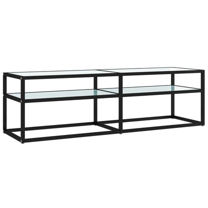 TV-Møbel Hvit TV-benk marmor 140x40x40,5 cm herdet glass