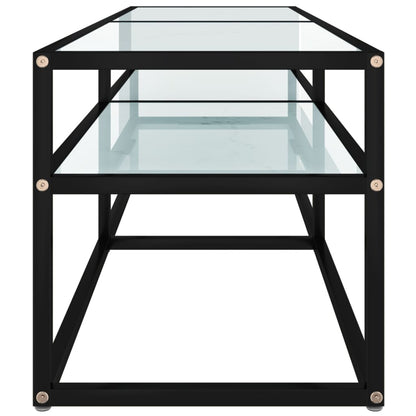 TV-Møbel Hvit TV-benk marmor 140x40x40,5 cm herdet glass