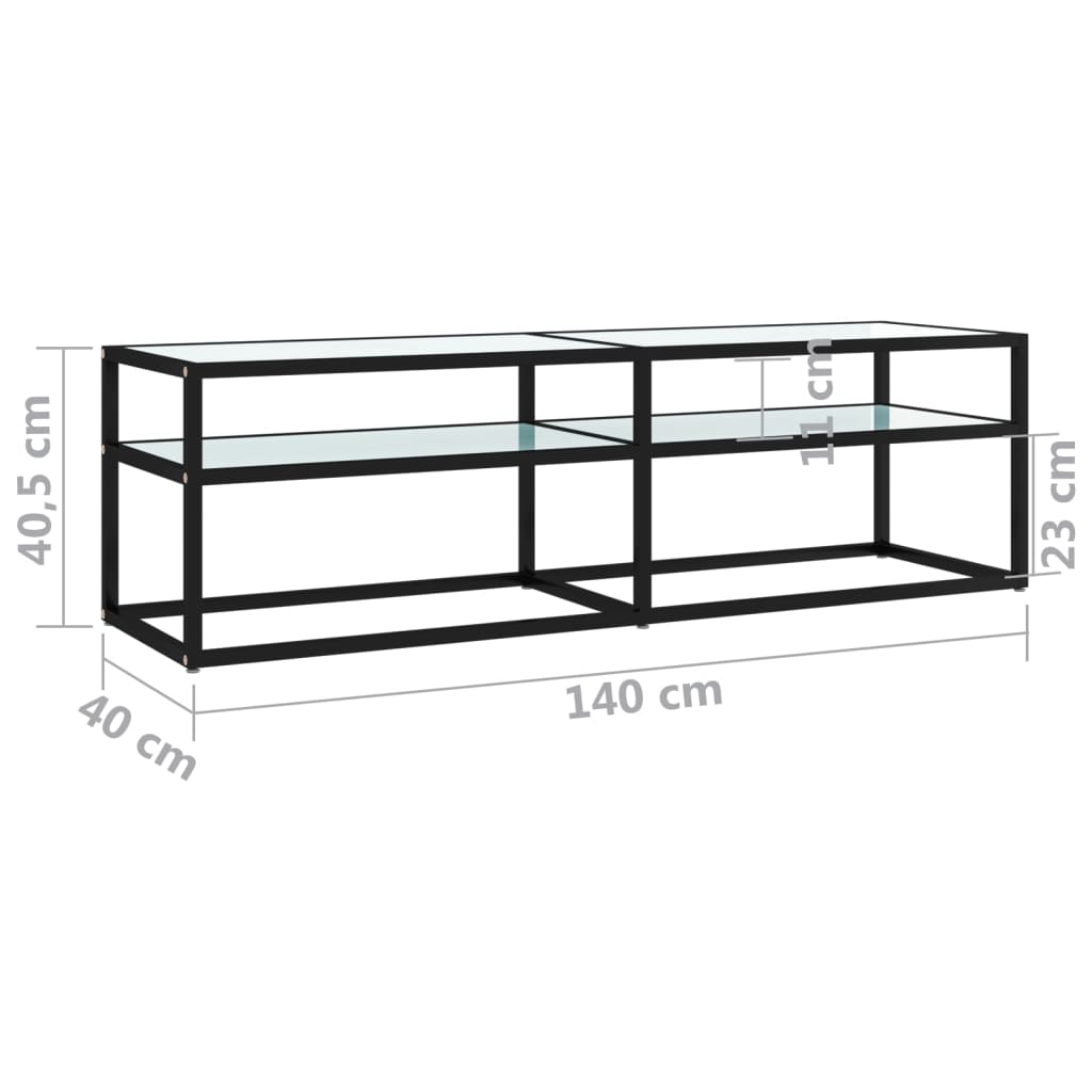 TV-Møbel Hvit TV-benk marmor 140x40x40,5 cm herdet glass
