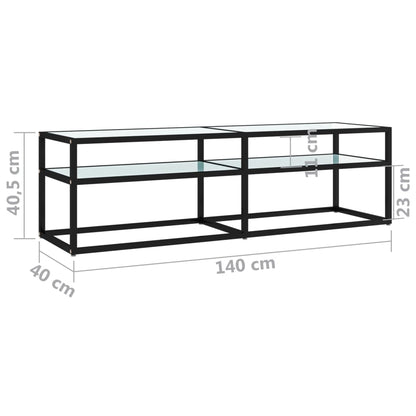 TV-Møbel Hvit TV-benk marmor 140x40x40,5 cm herdet glass