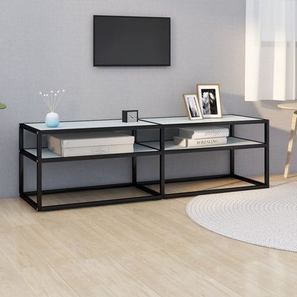TV-Møbel Hvit TV-benk marmor 140x40x40,5 cm herdet glass