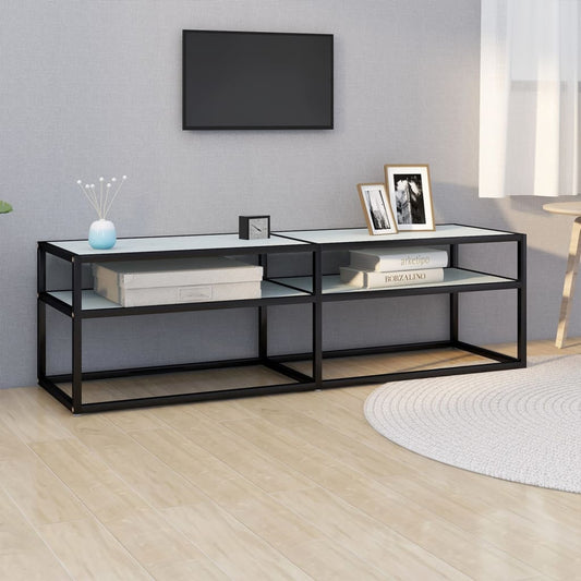 TV-Møbel Hvit TV-benk marmor 140x40x40,5 cm herdet glass