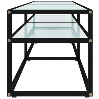 TV-Møbel Hvit TV-benk marmor 160x40x40,5 cm herdet glass