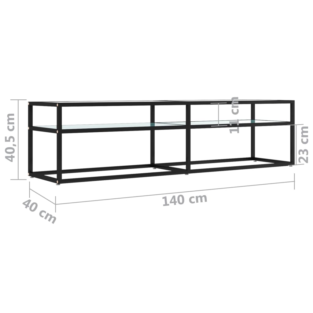 TV-Møbel Hvit TV-benk marmor 160x40x40,5 cm herdet glass