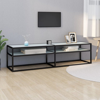 TV-Møbel Hvit TV-benk marmor 160x40x40,5 cm herdet glass
