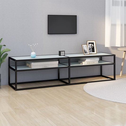 TV-Møbel Hvit TV-benk marmor 160x40x40,5 cm herdet glass