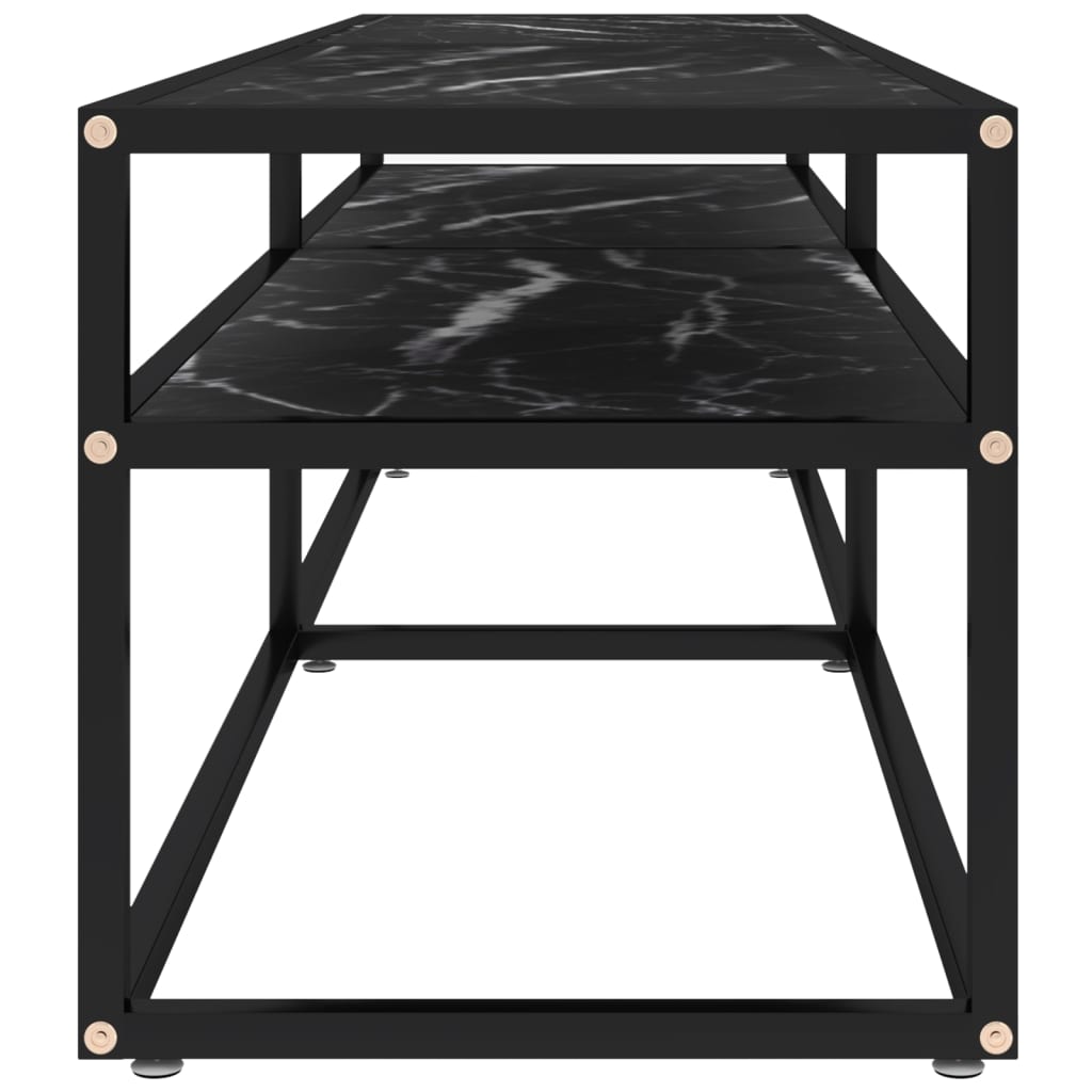 TV-Møbel Svart TV-benk marmor 160x40x40,5 cm herdet glass