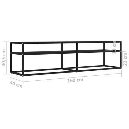 TV-Møbel Svart TV-benk marmor 160x40x40,5 cm herdet glass