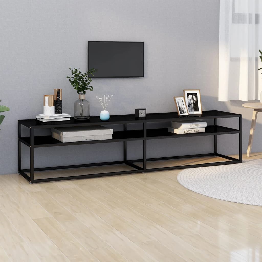 TV-Møbel Svart TV-benk 180x40x40,5 cm herdet glass