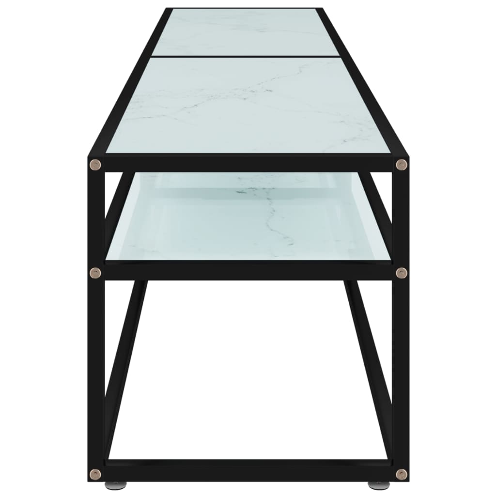 TV-Møbel Hvit TV-benk marmor 180x40x40,5 cm herdet glass