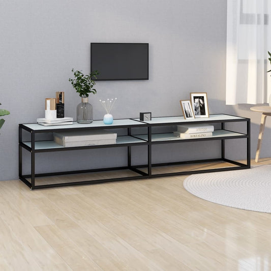 TV-Møbel Hvit TV-benk marmor 180x40x40,5 cm herdet glass