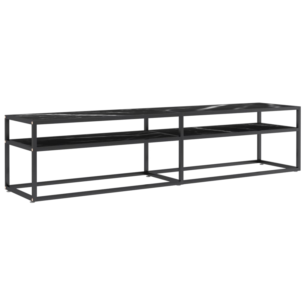 TV-Møbel Svart TV-benk marmor 180x40x40,5 cm herdet glass
