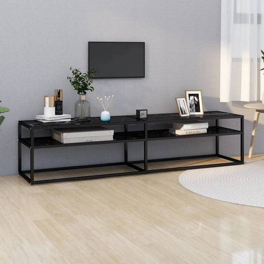 TV-Møbel Svart TV-benk marmor 180x40x40,5 cm herdet glass
