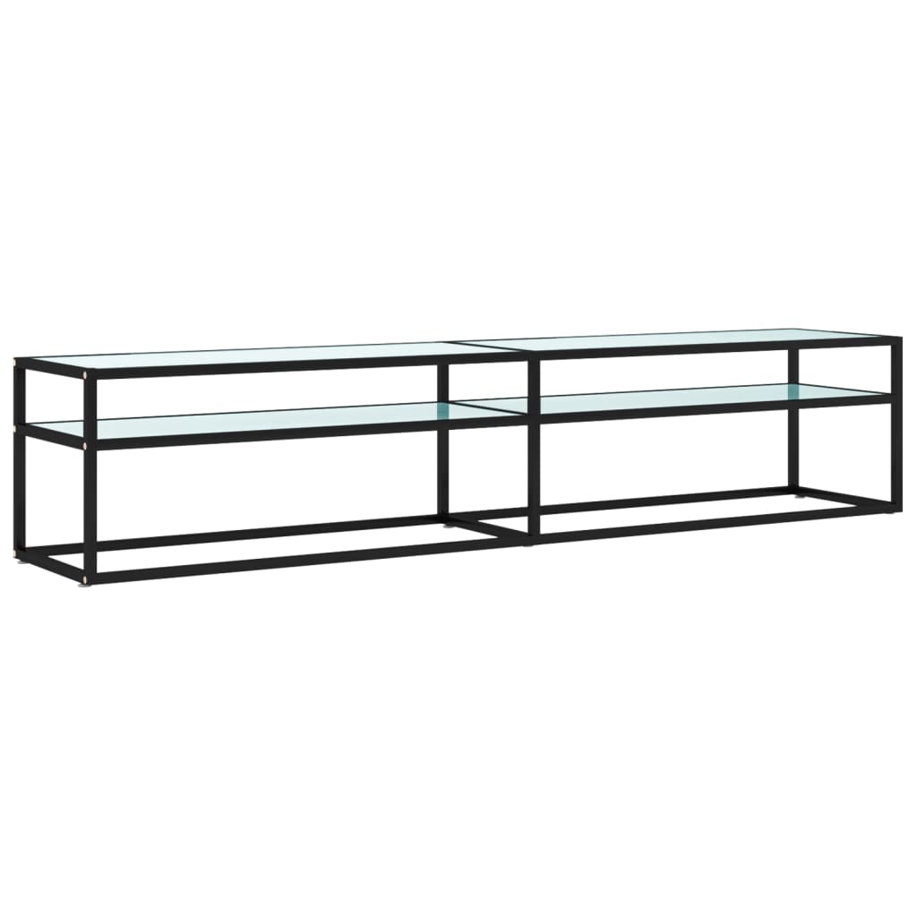 TV-Møbel Hvit TV-benk marmor 200x40x40,5 cm herdet glass