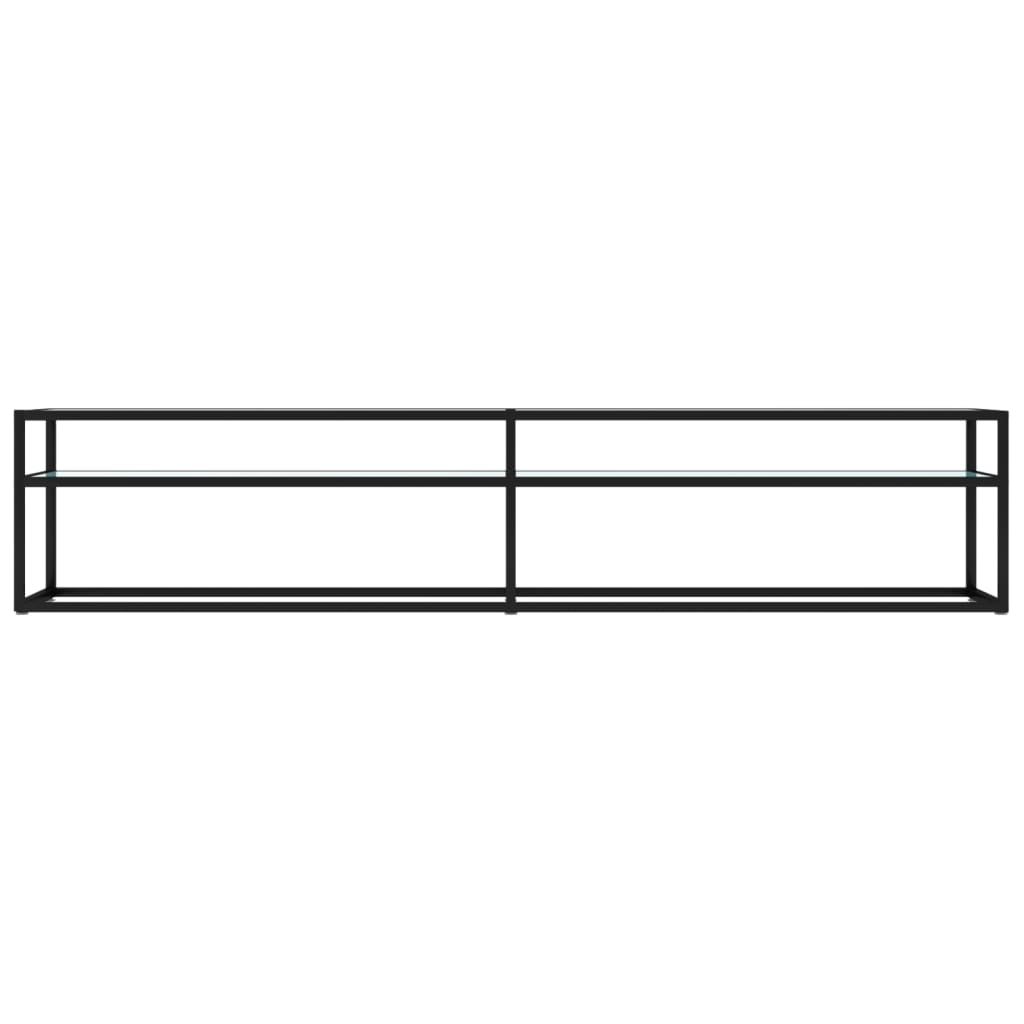TV-Møbel Hvit TV-benk marmor 200x40x40,5 cm herdet glass