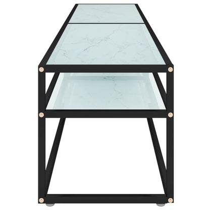 TV-Møbel Hvit TV-benk marmor 200x40x40,5 cm herdet glass